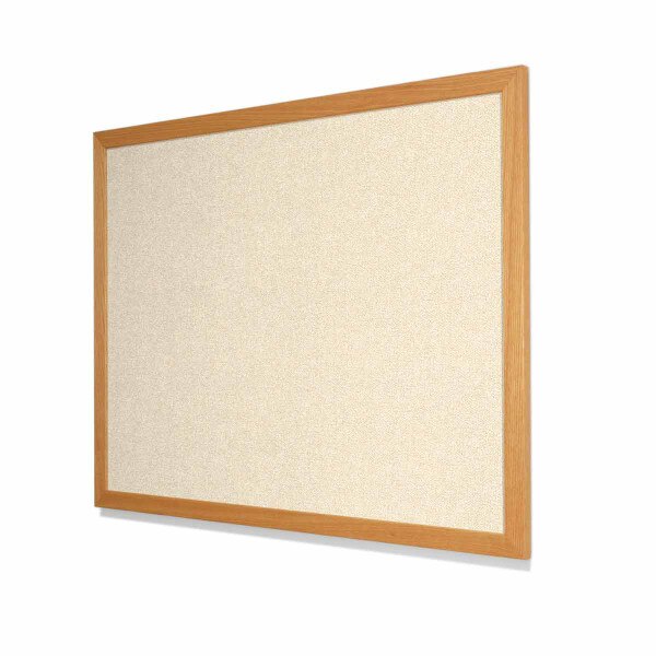 Type II Woven Vinyl Koroseal Linden Dorset Cork Board with Red Oak Frame
